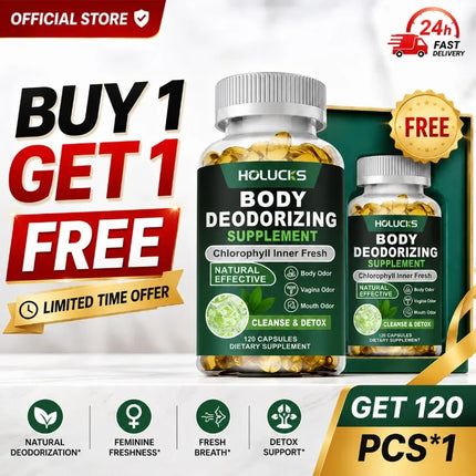Chlorophyll Body Deodorizing Capsules, with Parsley & Peppermint, Support Gut Health, Reduce Odors, Freshen Breath