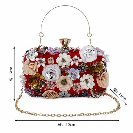 Fashion Women Bags Flower Diamonds Embroidery Small Clutch Luxury Lady Handbags Evening Bags New Arrival Chain Shoulder Purse