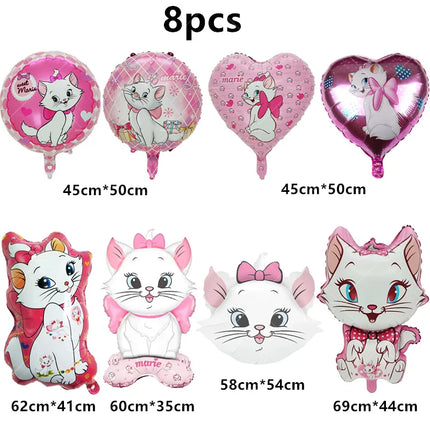 Marie Cat Balloons The Aristocats Party Decoration Cartoon Princess Happy Birthday Banner Tableware Pet Cake Topper Background