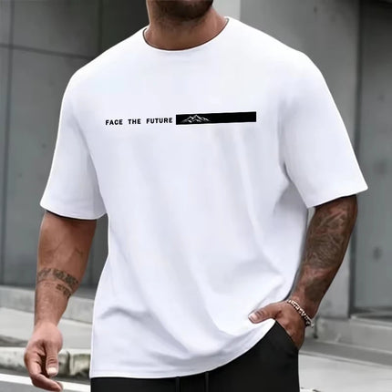 Men's Summer Round-Neck Casual Relaxed-Fit Short-Sleeve T-Shirt with California Letter Print Comfortable Short-Sleeve Top