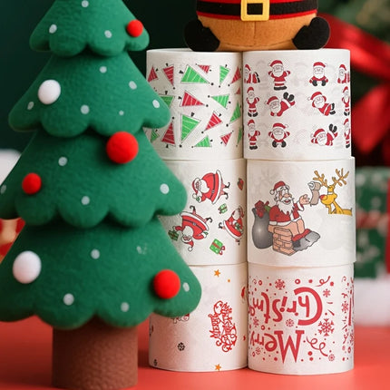 5Rolls/1Roll Christmas Toilet Paper Rolls - Festive Santa Reindeer Snowman Holiday Designs, with Red Top & Evergreen Tree Design