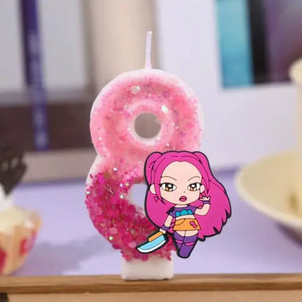 3 Style Cute Girl Group Hunter's Digital Candle Numbers 0-9 Kids Birthday Cake Decoration Cartoon Party Supplies Accessory