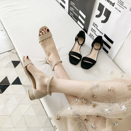 Small size 31 32 33 versatile  2025  summer Korean version open toed flat toe low heel sandals, large size women's shoes 41-46