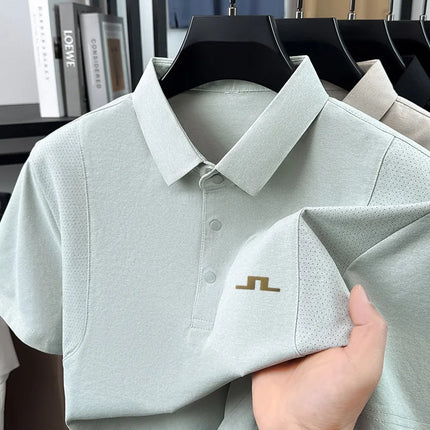 Designer Original New Men's Short-Sleeved Polo Shirt Lapel Button Stamp Vent Hole Minimalist Versatile Men's Daily Commuting Top