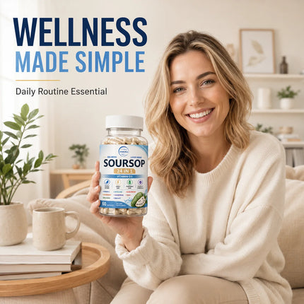 Soursop 24-in-1 Plant Nutrient Capsules, 60 Capsules – Portable Daily Dietary Supplement for Adults, Rich in Multiple Nutrients, Ideal for Home, Office and Travel Use, European & American Style Wellness Management Nutrition