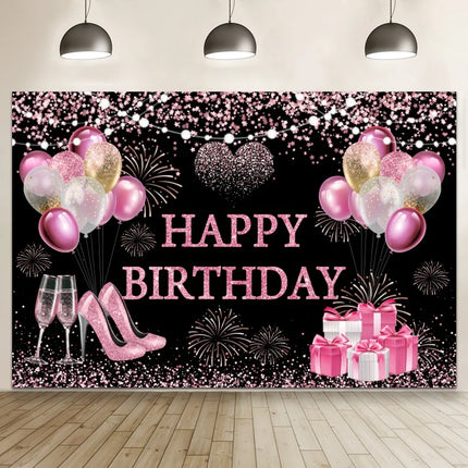 Happy Birthday Banner Backdrop Shiny Diamonds 18th Birthday Decoration Canvas 30th Party Photography Background