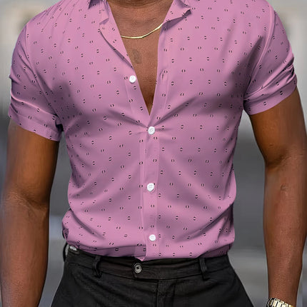 Summer Men's Short-Sleeve Shirt, Polka Dot Print, Wrinkle-Resistant, Business Casual Shirt, Ice Silk, Versatile and Popular Top