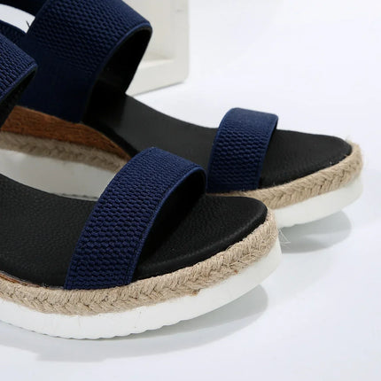 Plus Size 36-43 Women's Sandals Summer Casual Shoes for Women Comfortable Non-slip Walking Slip on Elastic Fabric Female Shoes