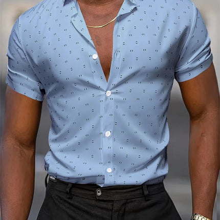 Summer Men's Short-Sleeve Shirt, Polka Dot Print, Wrinkle-Resistant, Business Casual Shirt, Ice Silk, Versatile and Popular Top