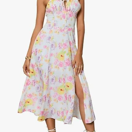 Y2K Summer Sweet Sleeveless Long Slit Lace Up Women Fashion Bandage Camisole Padded Boned Robe Elegant Party Vestidos Dresses