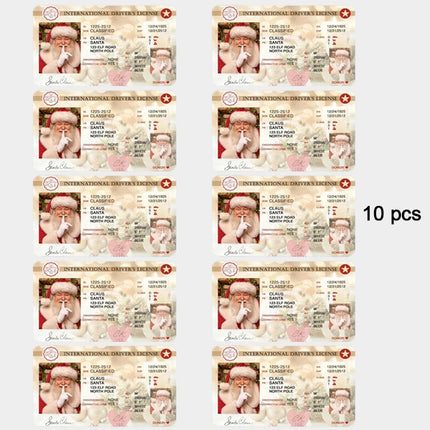 1~10 Cards Santa Claus Flying Licence Christmas Eve Driving Licence Christmas Gift For Children Kids Christmas Decoration 2024