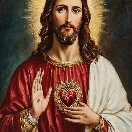 Christian Religious Jesus And Virgin Mary Sacred Heart Canvas Painting Catholic Holy Child Jesus Art Poster Christian Home Decor