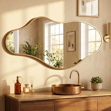 Bathroom Mirror Over Sink 24x43 Gold Aluminum Frame Wall Decor