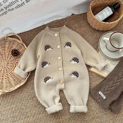 2025 Winter New Baby Long Sleeve Knitted Romper Cartoon Embroidery Infant Boy Girl Thick Warm Jumpsuit Newborn Toddler Clothes