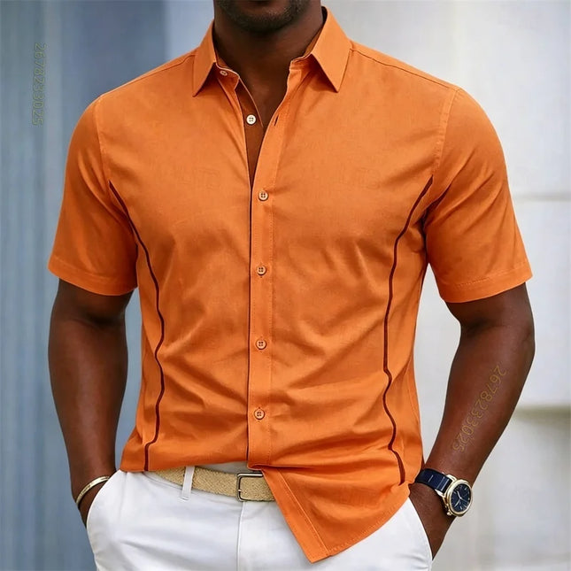 Spring and Autumn New Men's Shirt Business Shirt Fashion Detail Design Slim fit High quality Casual Men's Short sleeved Shirt