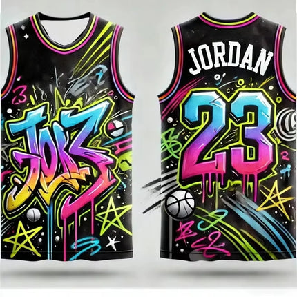 2026 New Arrivals Jordan Graffiti Hip-Hop Style Basketball Jersey Men Women Basketball Vest Fan Special Jersey Family Kids Tees