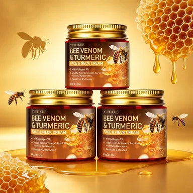YUITIKUE Bee Venom & Turmeric Face Neck Cream 60g with Collagen 2% for Tight, Smooth & Youthful Skin
