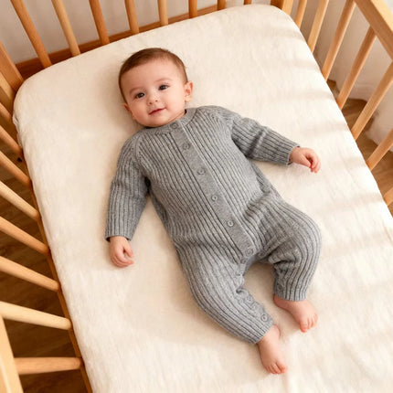 2025 New 0-24M Spring Toddler Baby Boy Girl Knitted Romper Infant Baby Boys Girls Solid Knitted Jumpsuit Baby Crawling Clothes