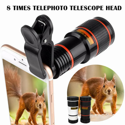 8 Times Monocular Telephoto Phone Lens Camera with Clip Universal Zoom Lens Highdefinition Focusing Effect Photography Camera
