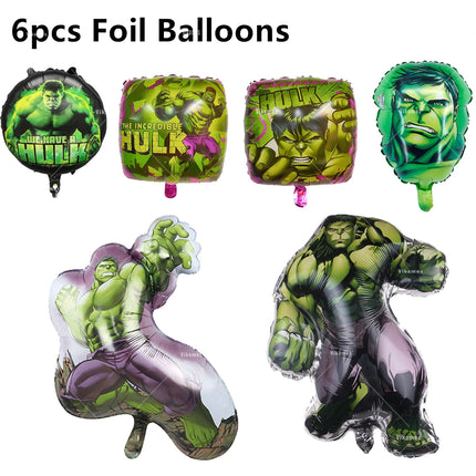 The Avengers Hulk Latex Balloon Superhero Foil Ballons Green Anger Cake Topper Happy Birthday Banner Party Decor Kids Gift Toys