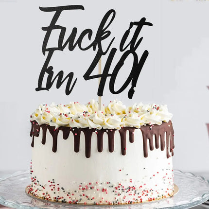 40 Birthday Cake Toppers-Black Glitter, Funny 40th Cake Topper for Men,40 Cake Topper For Women, 40th birthday decorations