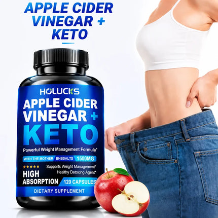 Keto ACV 1500mg Supplement, with Apple Cider Vinegar & GoBHB, for Metabolism & Gut Microbiome Health, Beautify Skin, Vitality