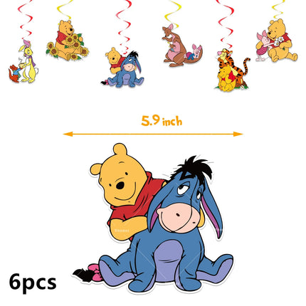 Winnie The Pooh Balloons Happy Birthday Banner Decoration Yellow Bear Party Supplies Backdrop Cake Topper Disposable Tableware