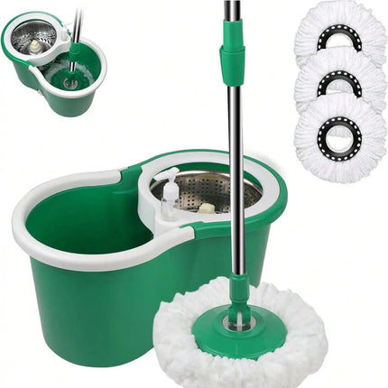 Spin Mop And Bucket With Wringer Set, 360° Mop And Bucket System With 3 Microfiber Mop Refills And 61" Extended Handle For Floor Cleaning
