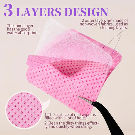 100/600Pcs Lint Free Nail Wipes Eyelash Glue Wipes Nail Polish Remover Pads Gel Nail Cleansing Wipes Suitable for Home Use