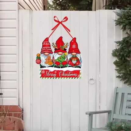 Merry Christmas Door Hanger, Santa Claus Snowman Xmas Tree Hanging Ornament, New Year Party Pendants for Home Christmas Decor