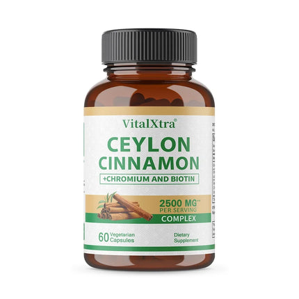 Natural Ceylon Cinnamon Capsules Nutritional Supplement - Joints, Bones & Brain Health, Antioxidants, Boosts Immunity