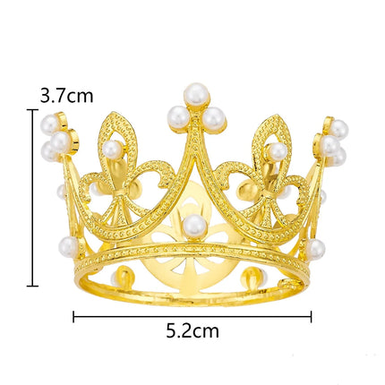 Mini Crown Cake Topper Crystal Headpiece Tiara Rhinestone Crown Cake Decoration for Wedding Birthday Baby Shower Party Favors