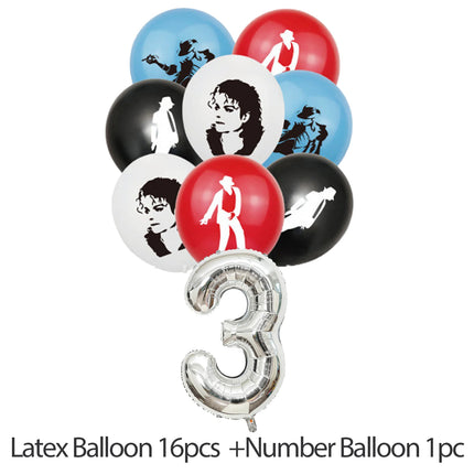 Michael Jacksons Birthday Party Decorations Fans Party Supplies Cake Topper Balloons Background Photo Studio Photography Props