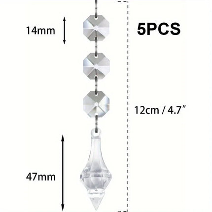 5PCS Snowflake Crystal Christmas Ornaments for Tree Decorations, Hanging Crystals for Centerpieces Acrylic Chandelier Garland Beads Strands Prism Decorations Clear Teardrop Chandelier Crystals Pendant Wedding Home Garden Outd