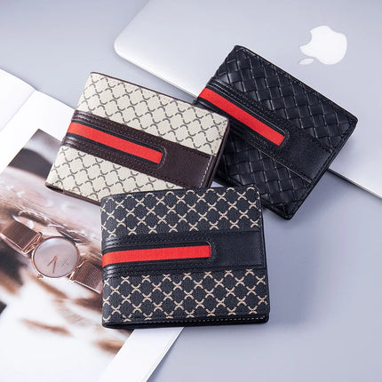 New Style Multi Card Slot Leather Wallet for Men Hand Woven Fashion Simple Ultra Thin Coin Purse
