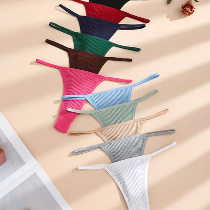 11Pcs Sexy Women‘s Thongs Low Waist Panties Underwear Solid Girls Briefs Cotton G-String Breathable Ladies Panty Female Lingerie