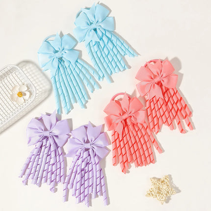 2pcs Girls' Bow Tassel Headband  for Children Babies Girls Parties Dances Ponytails Fixed Hair Accessories Baby Hair Accessories