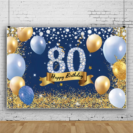 Rose Gold 80s Themed Banner Photography Background Cloth, Pink 80th Birthday Happy Party Decoration Photography Studio Backdrop