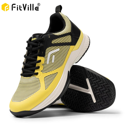 FitVille Men's Wide Pickleball Shoes Tennis Shoes Full Court Tennis Sneakers with Arch Support Lightweight Non-slip Sports Shoe