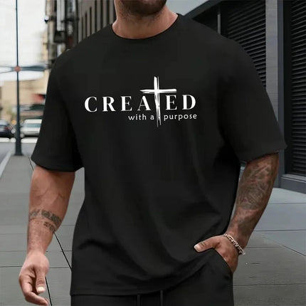 Men's Summer Round-Neck Casual Relaxed-Fit Short-Sleeve T-Shirt with California Letter Print Comfortable Short-Sleeve Top