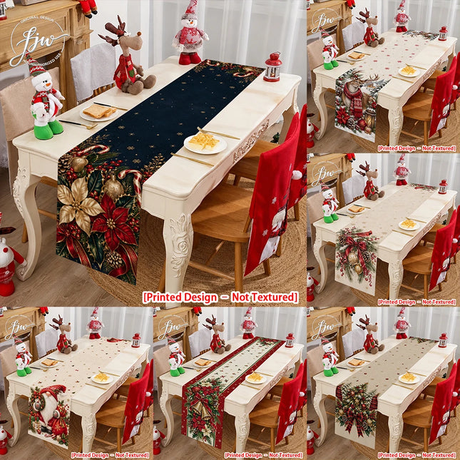 1pc Christmas Table Runner, Seasonal Winter Xmas Holiday Dining Table Decor for Home Party