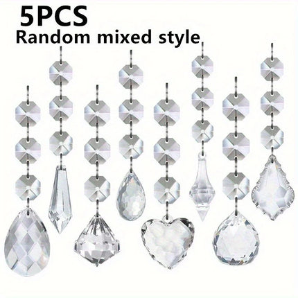 5PCS Snowflake Crystal Christmas Ornaments for Tree Decorations, Hanging Crystals for Centerpieces Acrylic Chandelier Garland Beads Strands Prism Decorations Clear Teardrop Chandelier Crystals Pendant Wedding Home Garden Outd
