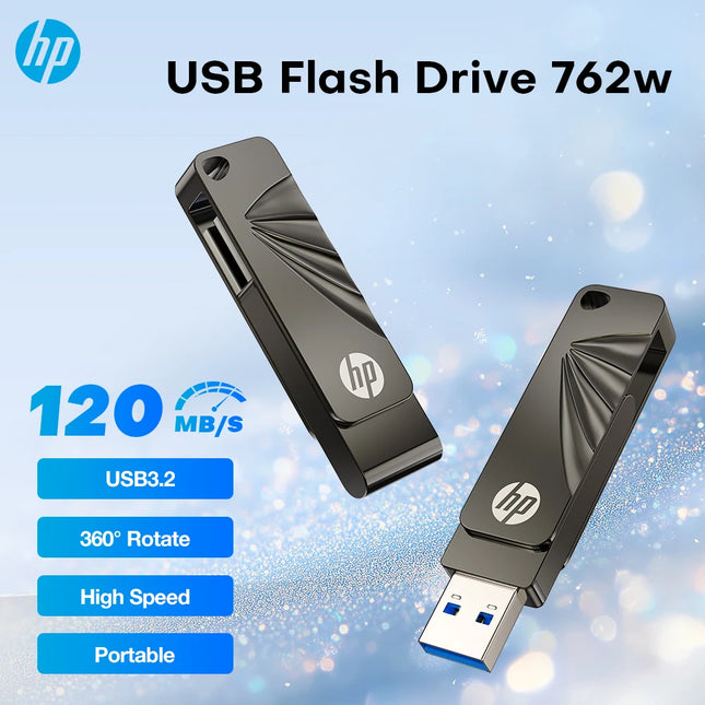 HP USB3.2 Flash Drive 762W Metal Business USB Pendrive 32GB/64GB/128GB/256GB Office Memory Pen Drive