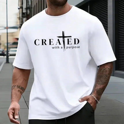 Men's Summer Round-Neck Casual Relaxed-Fit Short-Sleeve T-Shirt with California Letter Print Comfortable Short-Sleeve Top
