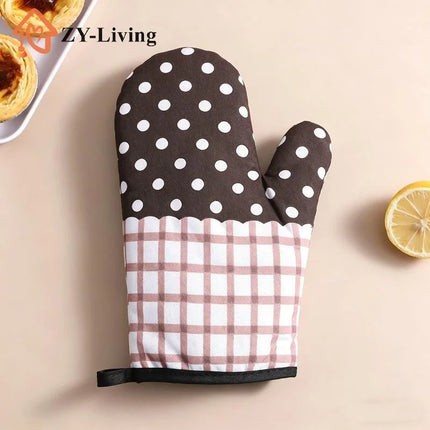 1Pcs Thickened Plaid Microwave Oven Gloves Heat Resistant Anti-scald Insulation Gloves Kitchen Baking Tools