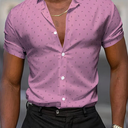 Summer Men's Short-Sleeve Shirt, Polka Dot Print, Wrinkle-Resistant, Business Casual Shirt, Ice Silk, Versatile and Popular Top