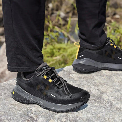 FitVille Men's Wide Waterproof Hiking Shoes, Slip-Resistant  Non-slip All-Terrain Trekking Trainers with Quick Lace, Walking Sneakers for Travel, Camping and Running