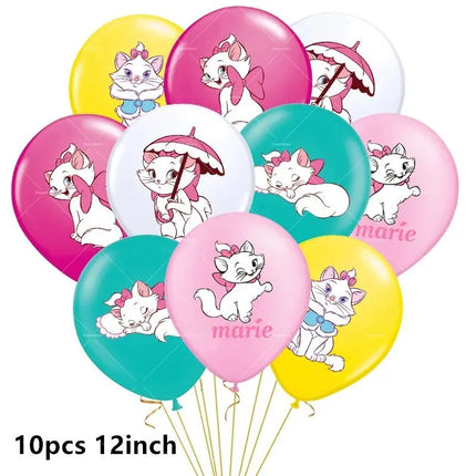 Marie Cat Balloons The Aristocats Party Decoration Cartoon Princess Happy Birthday Banner Tableware Pet Cake Topper Background