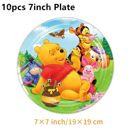 Winnie The Pooh Balloons Happy Birthday Banner Decoration Yellow Bear Party Supplies Backdrop Cake Topper Disposable Tableware