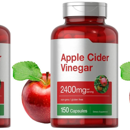 Apple Cider Vinegar Capsules 2400mg Per Serving Daily Wellness Support Non GMO Gluten Free 150 Capsules